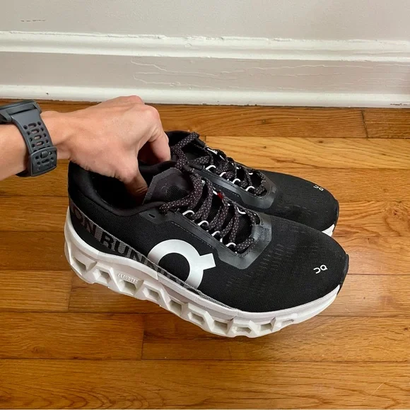 Women’s On Running Black and White Cloudmonster 2 - Picture 2 of 9